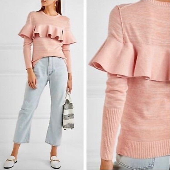 NWT Apiece Apart Long Sleeve Knit Ruffle Statement Sweater Top - Picture 1 of 12